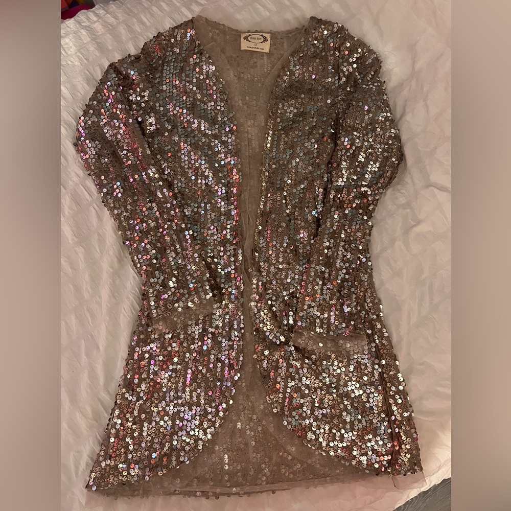 Mia Joy Joyfolie Girls Sequin Jacket Festival Party Cardigan Size 12